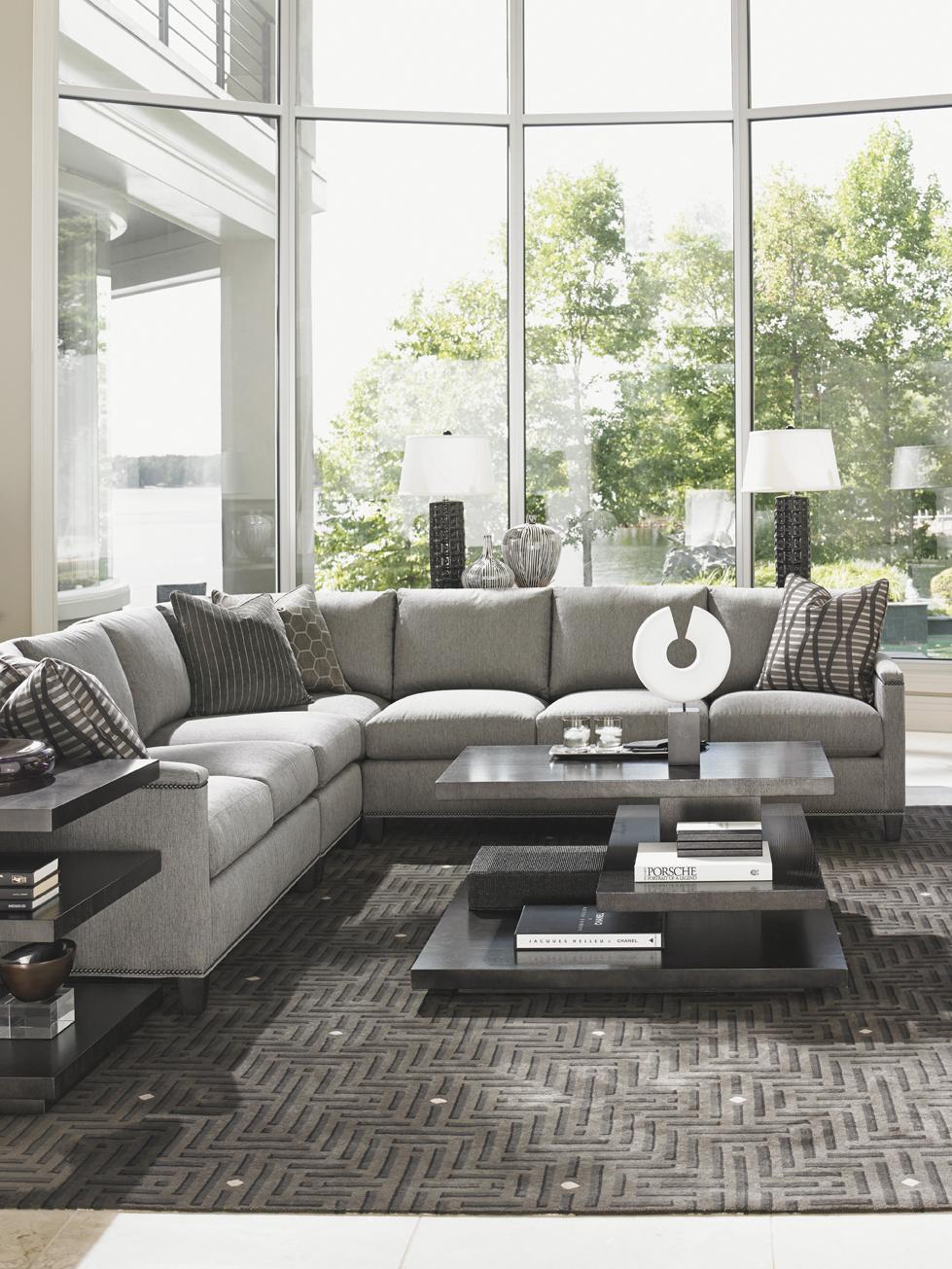 Lexington Carrera Strada Four Piece Sectional Sofa with Nailhead Trim