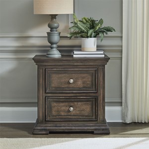 Relaxed Vintage 2-Drawer Night Stand with Charging Station