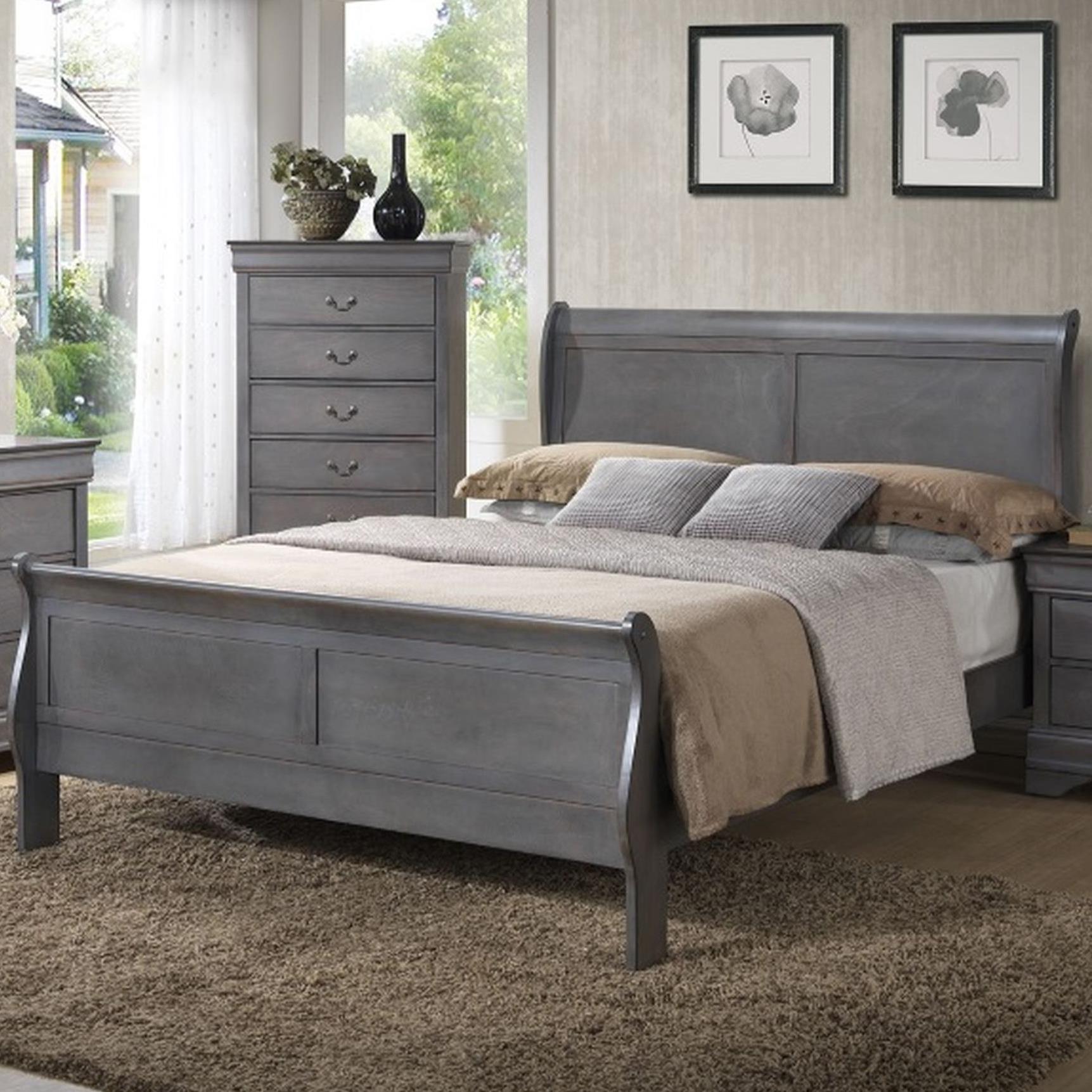 Lifestyle 4934A Full Sleigh Panel Bed Beck's Furniture Sleigh Bed