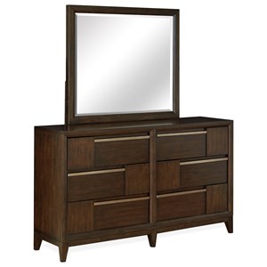 Magnussen Home Modern Geometry Bedroom Dresser and Mirror