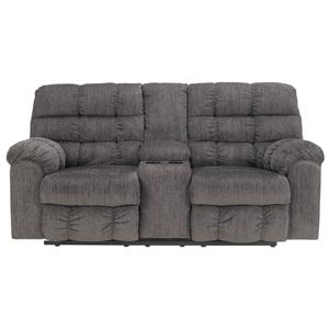 Signature Design by Ashley Acieona - Slate Double Reclining Loveseat with Console