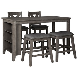 Signature Design by Ashley Caitbrook Five Piece Kitchen Island & Chair Set
