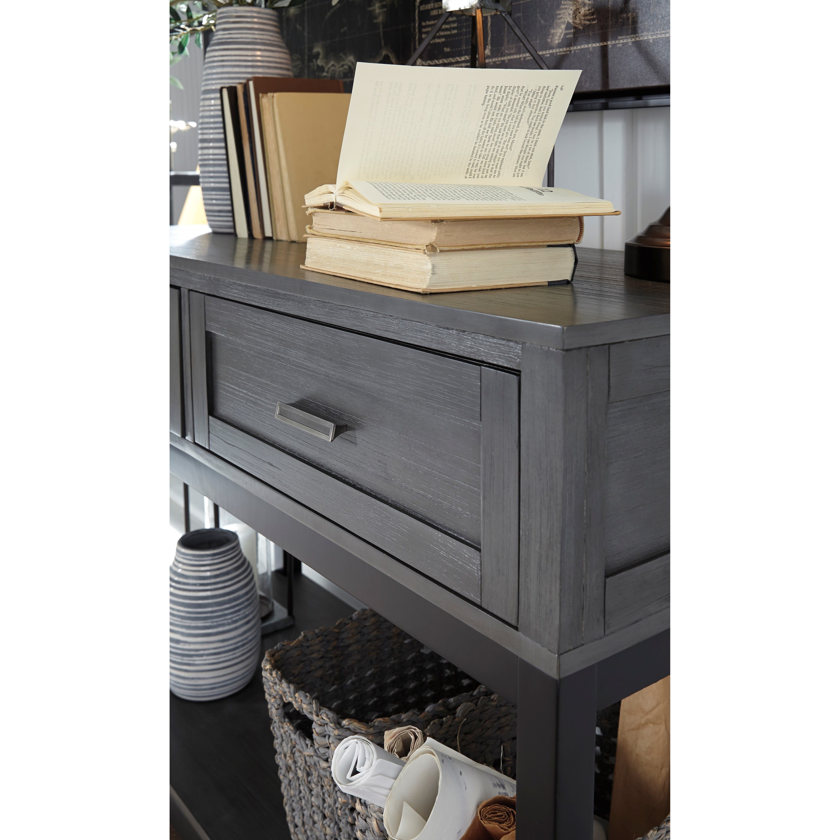 Signature Design by Ashley Caitbrook Sofa Table in Gray/Black Finish