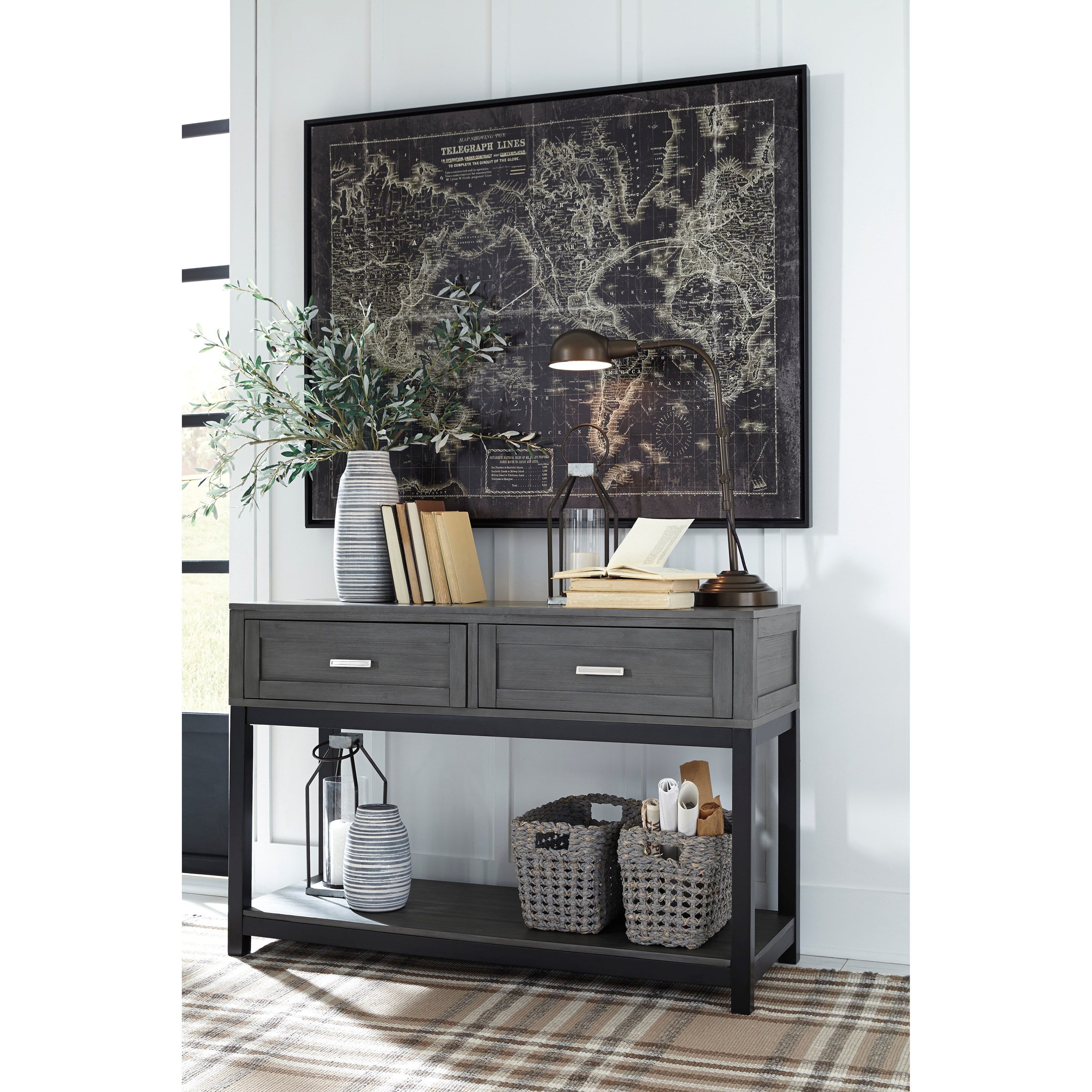 Signature Design by Ashley Caitbrook Sofa Table in Gray/Black Finish