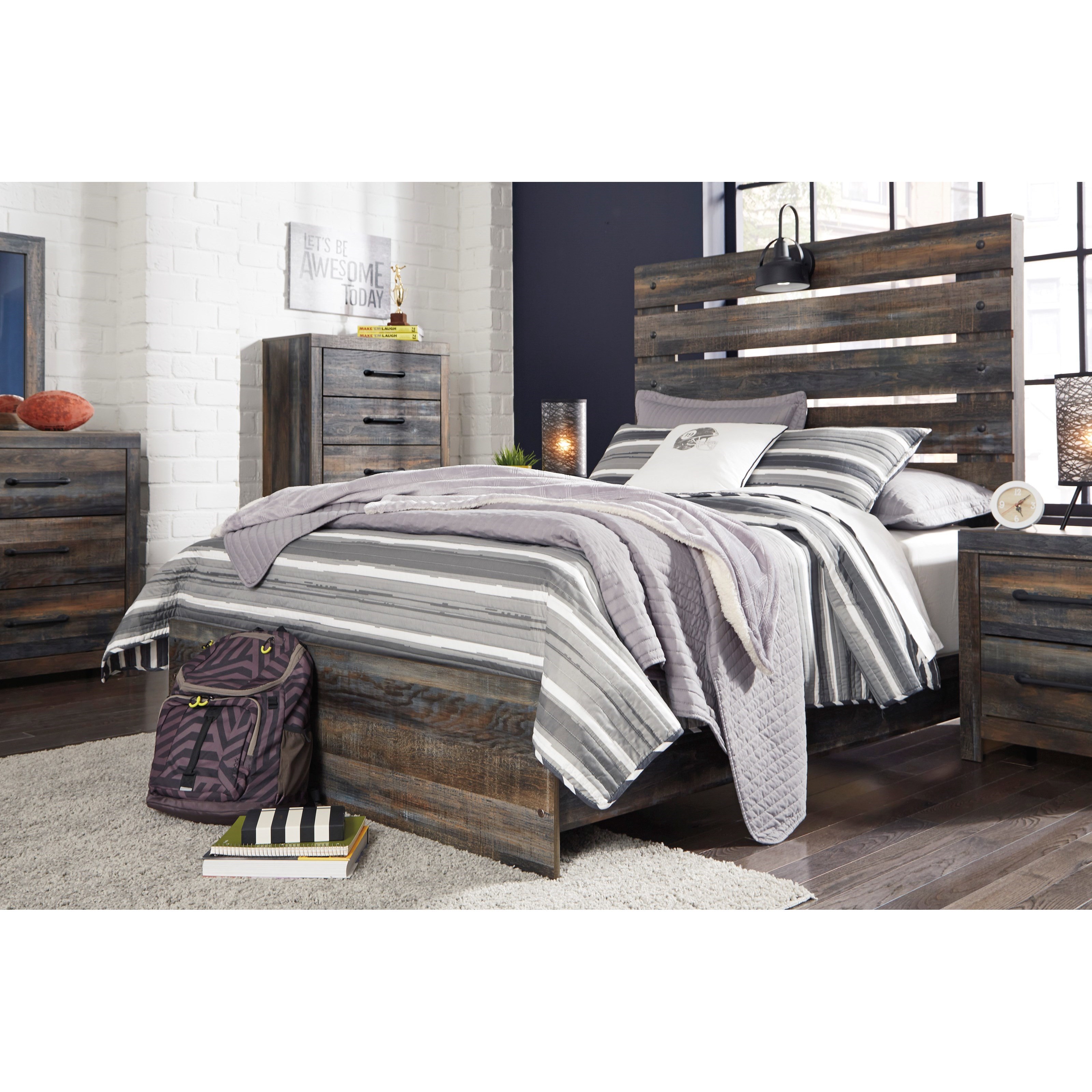 Signature Design by Ashley Drystan Rustic Full Panel Bed with