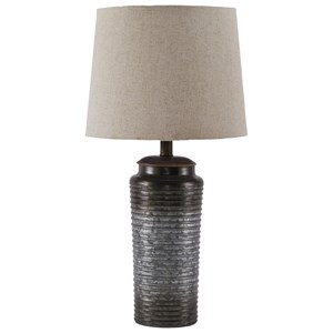 Signature Design by Ashley Lamps - Contemporary Set of 2 Norbert Gray Metal Table Lamps