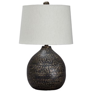 Signature Design by Ashley Lamps - Contemporary Maire Black/Gold Finish Metal Table Lamp