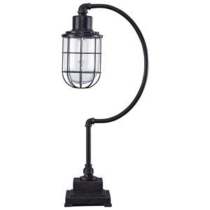 Signature Design by Ashley Lamps - Vintage Style Jae Antique Black Metal Desk Lamp