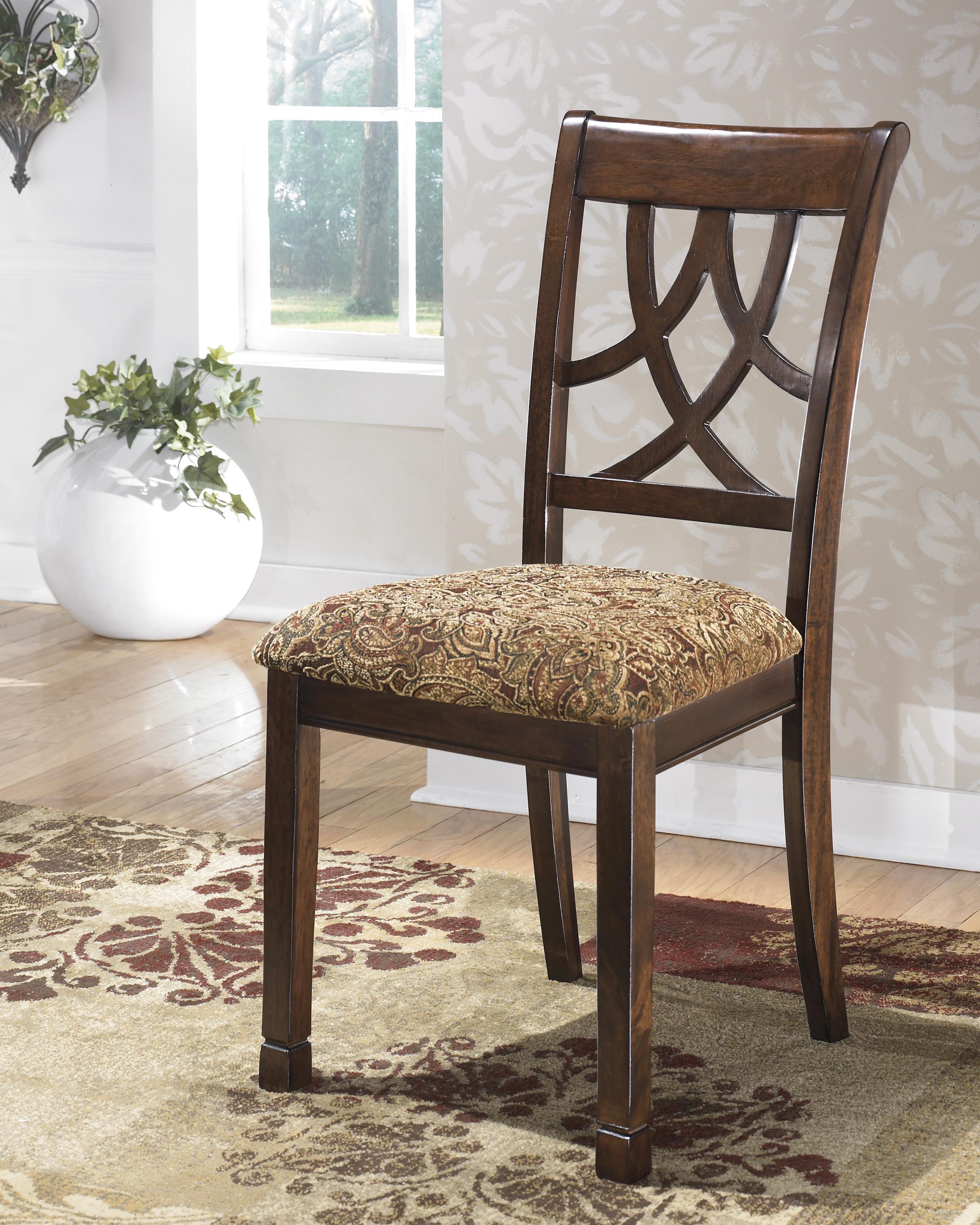 Ashley Signature Design Leahlyn 5-Piece Cherry Finish Round Dining Table Set | Dunk & Bright ...