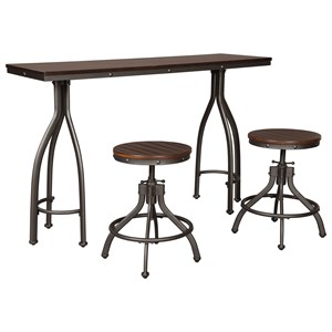 Signature Design by Ashley Odium 3-Piece Rectangular Counter Table Set