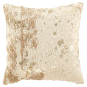 Signature Design by Ashley Pillows Landers Cream/Gold Faux Fur Pillow