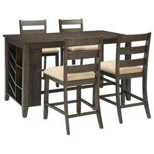 Signature Design by Ashley Rokane 5-Piece Rectangular Counter Table Set