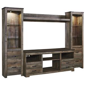 Signature Design by Ashley Trinell Large TV Stand & 2 Tall Piers w/ Bridge