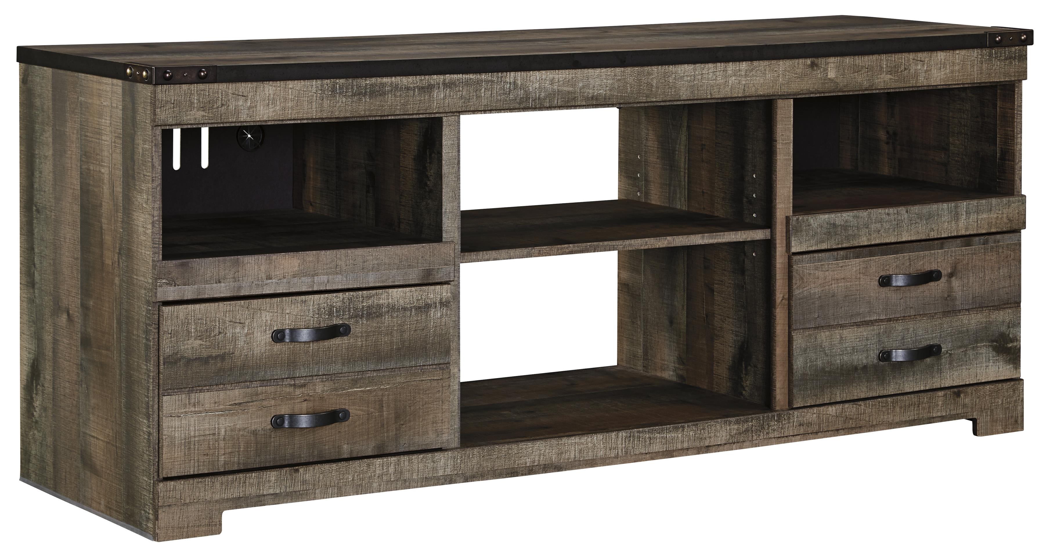 Signature Design by Ashley Trinell W446-68 Rustic Large TV Stand with