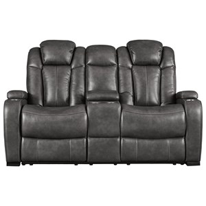 Signature Design by Ashley Turbulance Power Reclining Loveseat w/ Cnsl & Pwr Hdrst