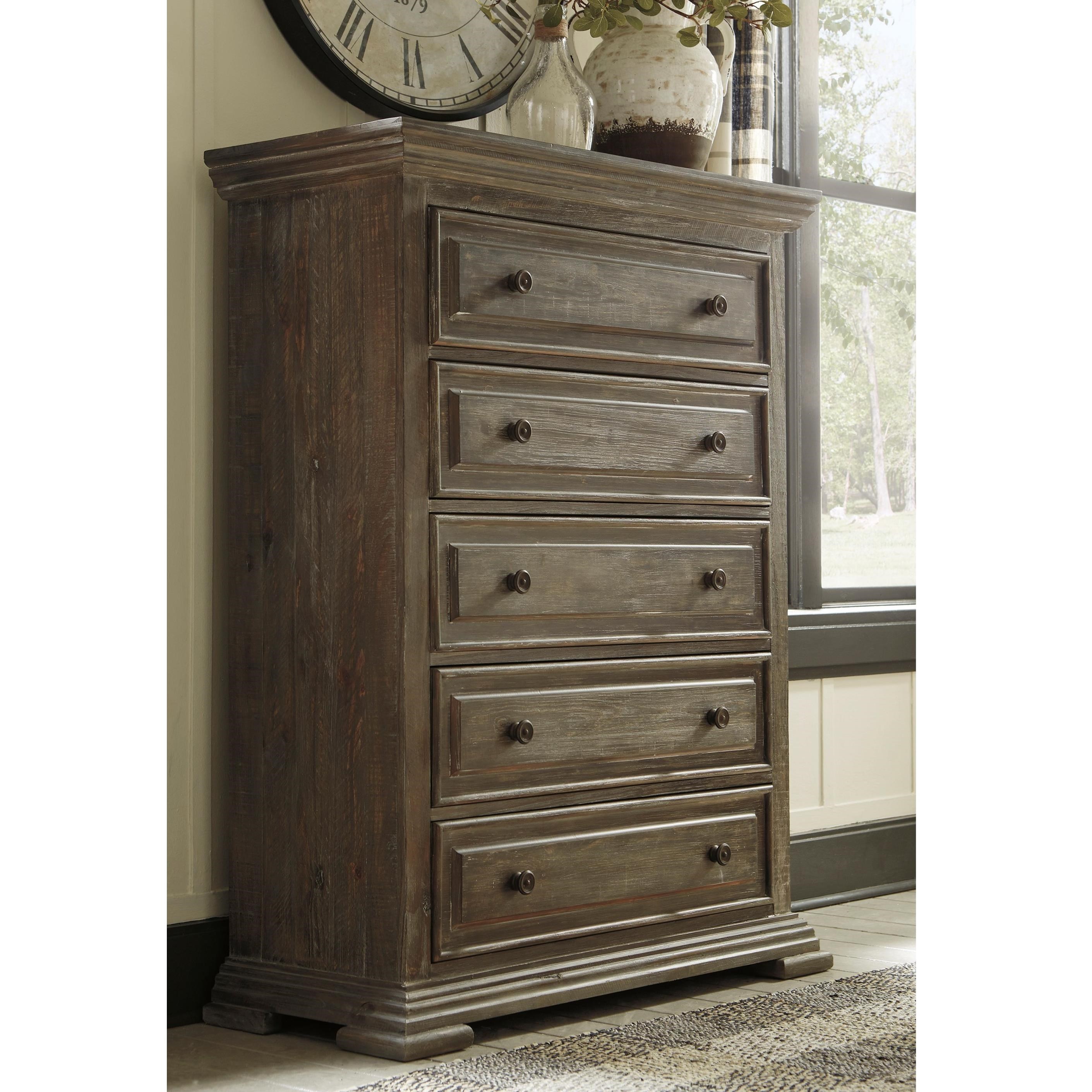 Signature Design by Ashley Wyndahl Rustic Lodge-Style Five Drawer Chest
