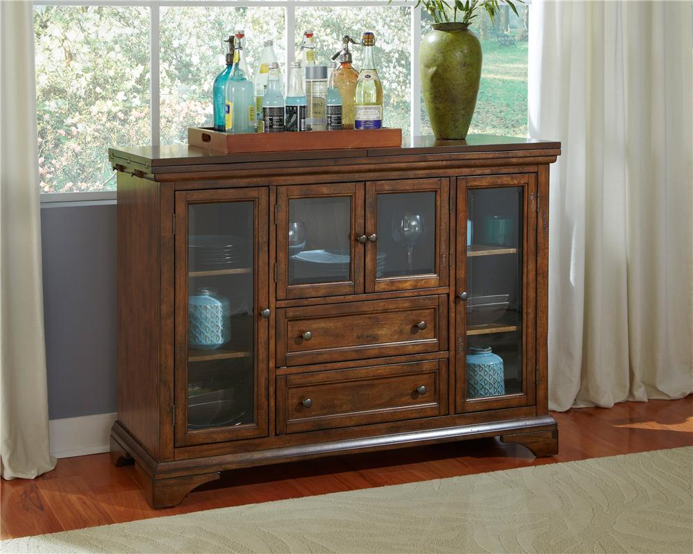 AAmerica Mariposa Flip Top Server with Glass Doors Wayside Furniture