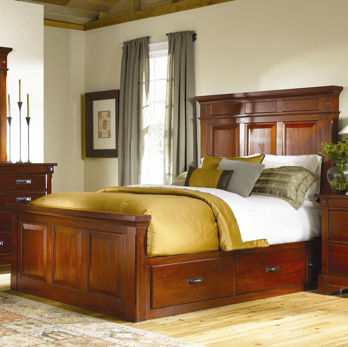 AAmerica Kalispell King Mantel Bed with Underbed Storage Boxes