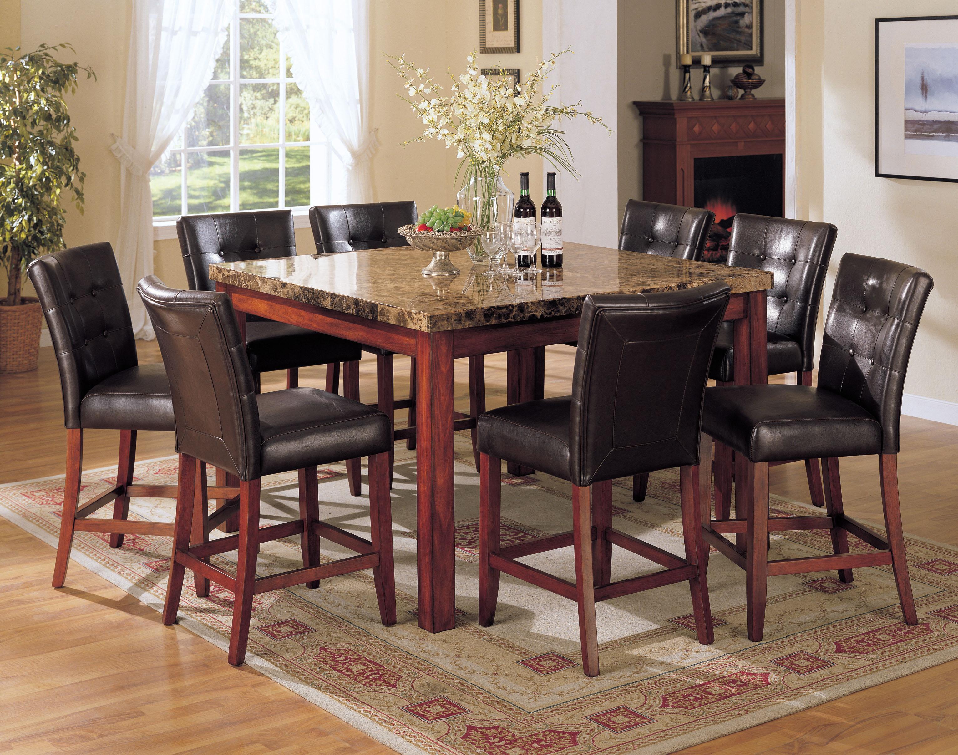 Acme Furniture 7380 Bologna 9 Piece Counter Height w/ Marble Top Table