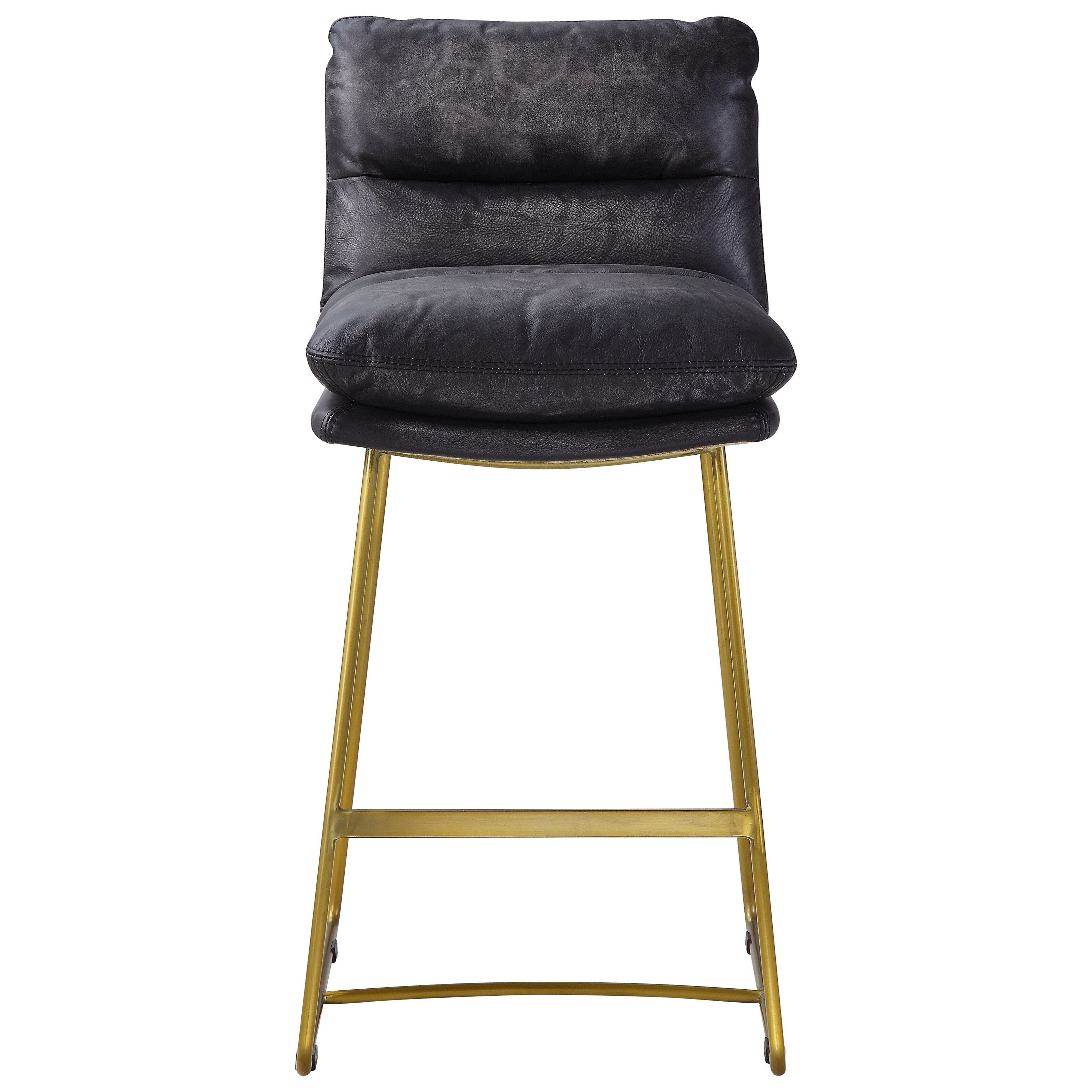 Acme Furniture Alsey Antique Black Top Grain Leather Counter Height