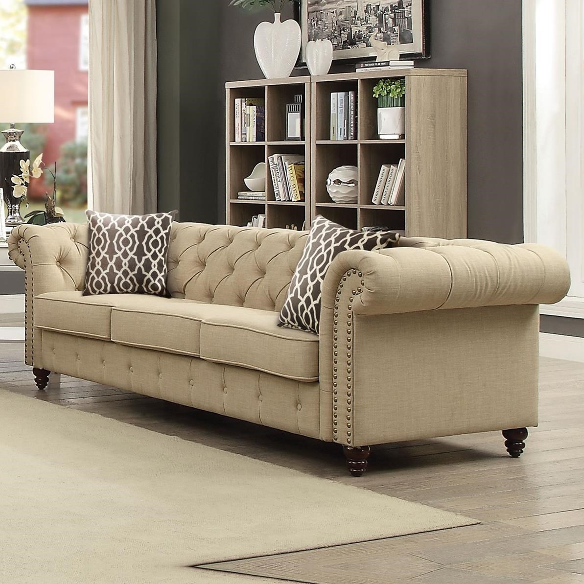 Acme Furniture Aurelia Transitional High Back Sofa with Tufting Dream