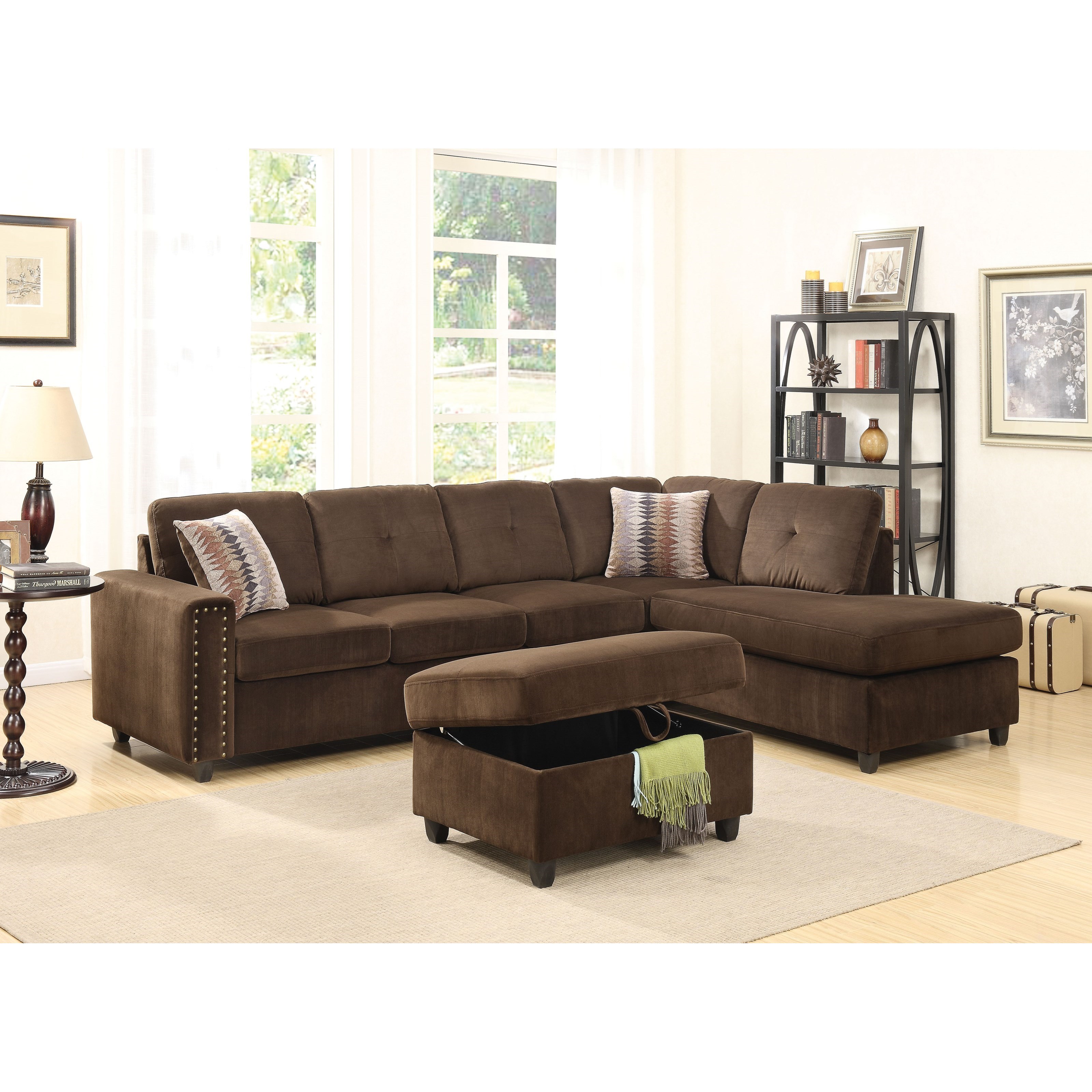 Acme Furniture Belville Sectional Sofa w/Pillows Value City Furniture
