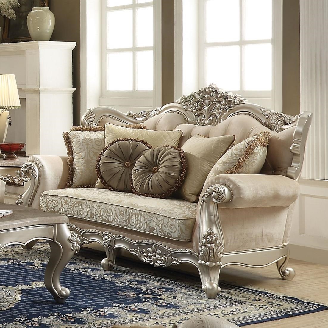 Acme Furniture Bently Traditional Loveseat with Rolled Arms and Button