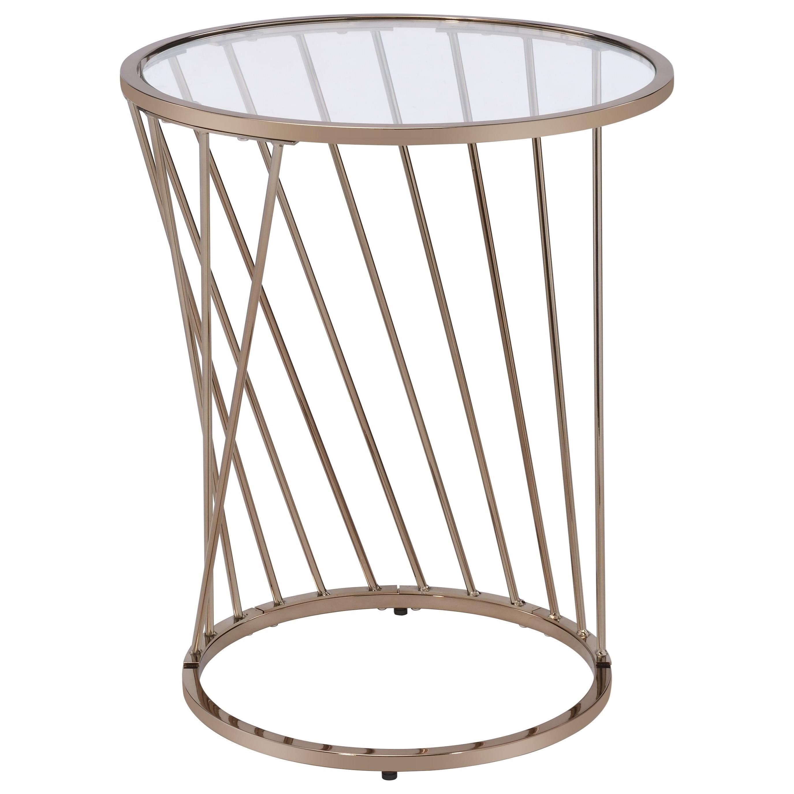 Acme Furniture Bluelipe Glam End Table with Glass Top Value City