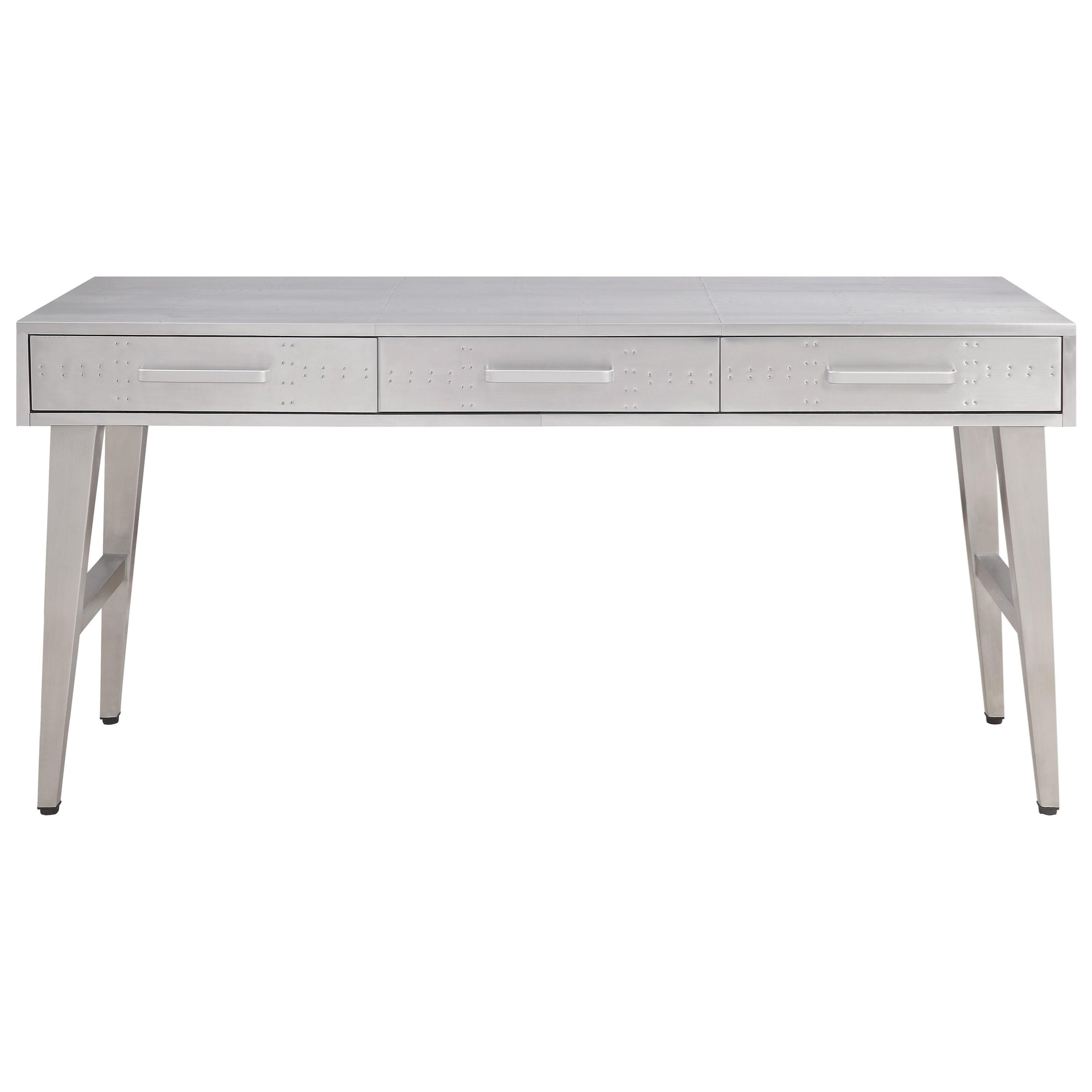 Acme Furniture Brancaster Industrial Aluminum Desk with 3 Drawers