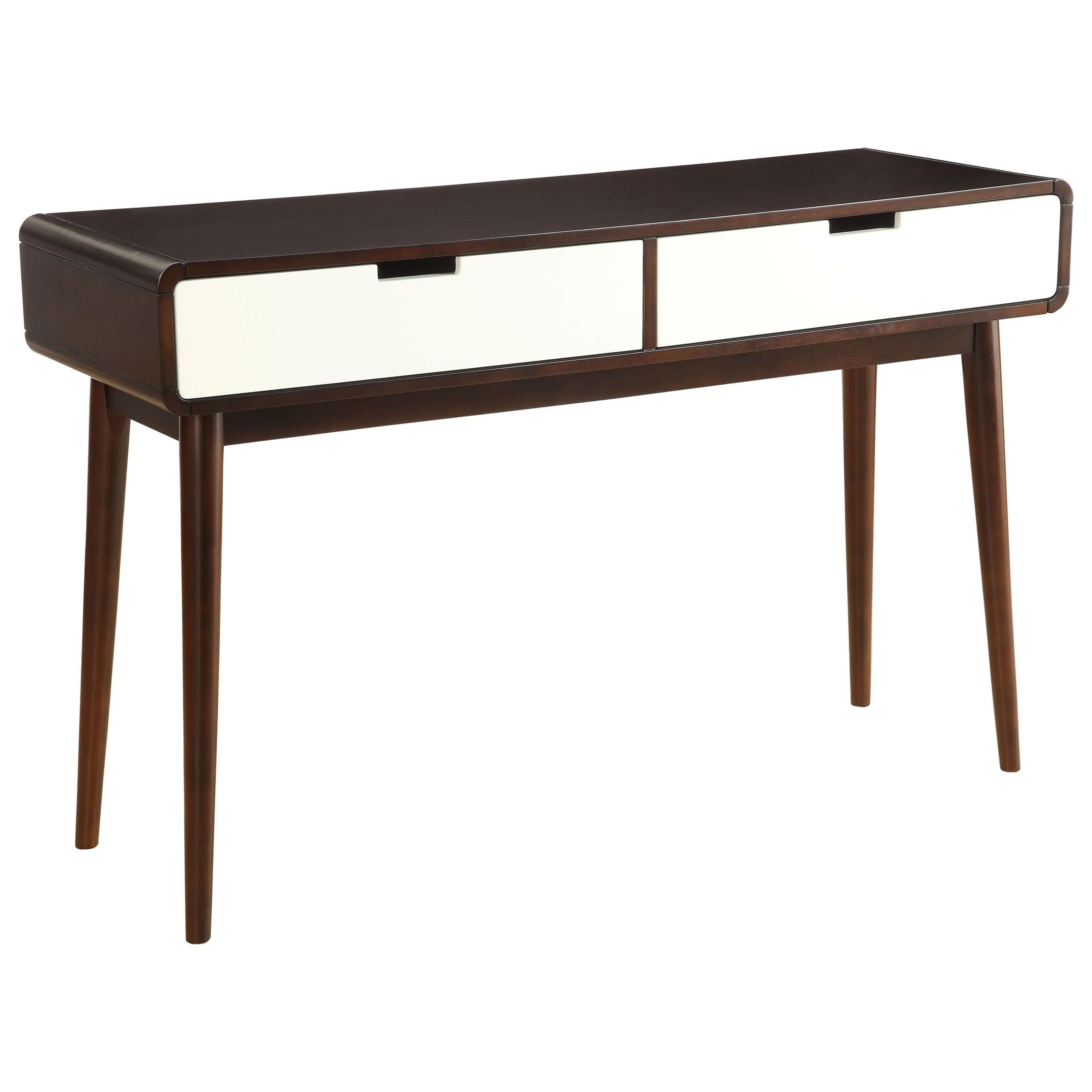 Acme Furniture Christa MidCentury Sofa Table with 2 White Drawers