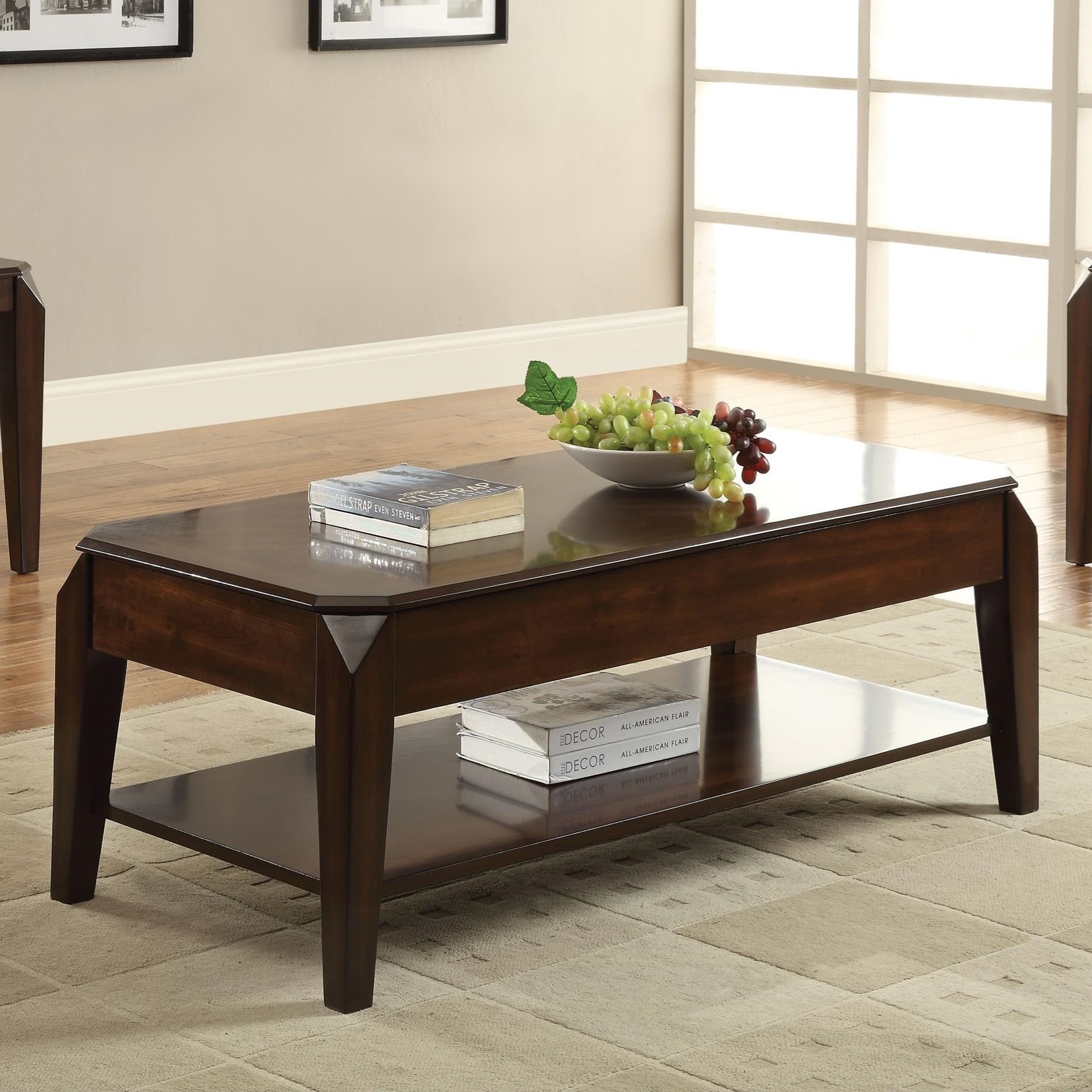 Acme Furniture Docila Transitional Lift Top Coffee Table with Shelf