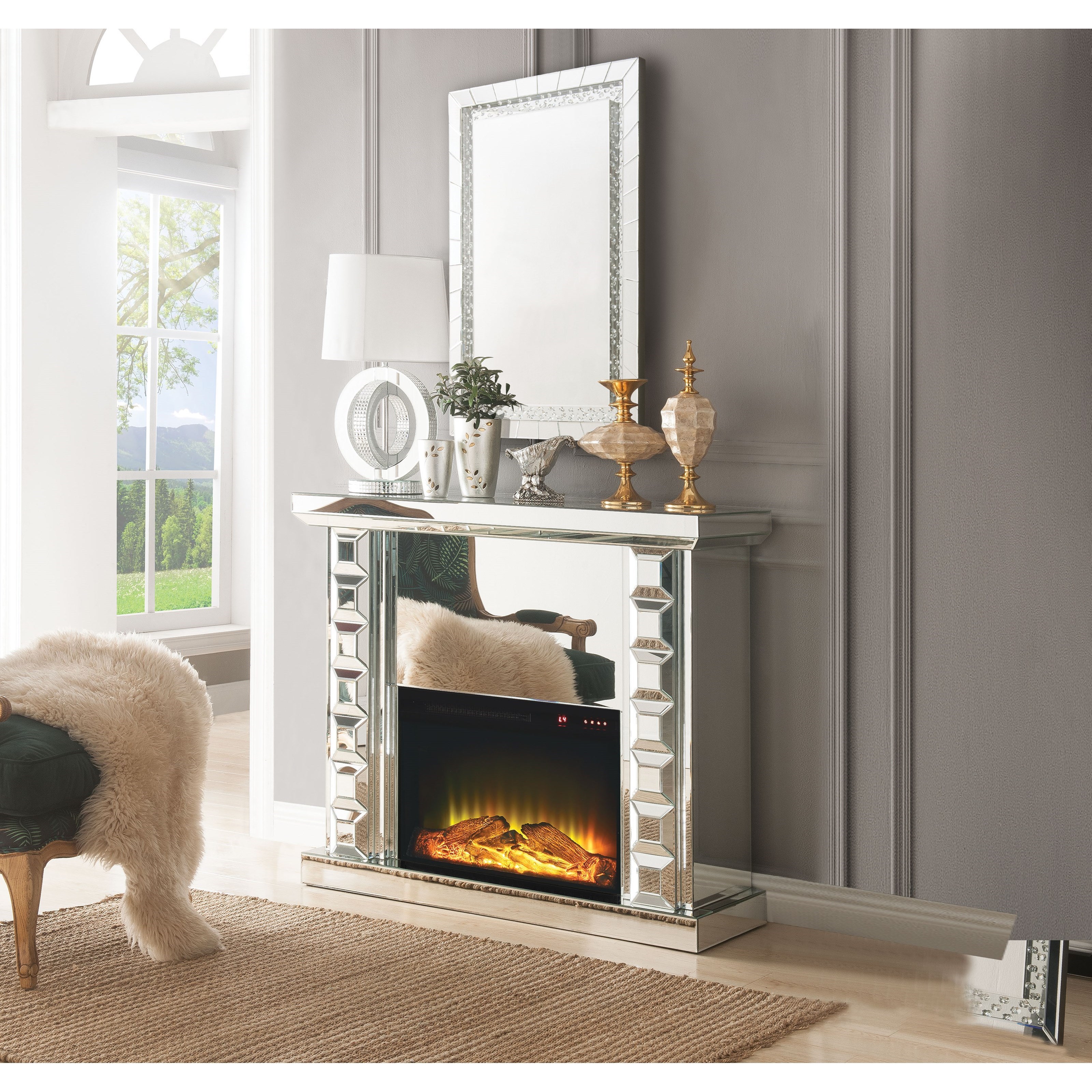 Acme Furniture Dominic Glam Fireplace Value City Furniture Fireplaces