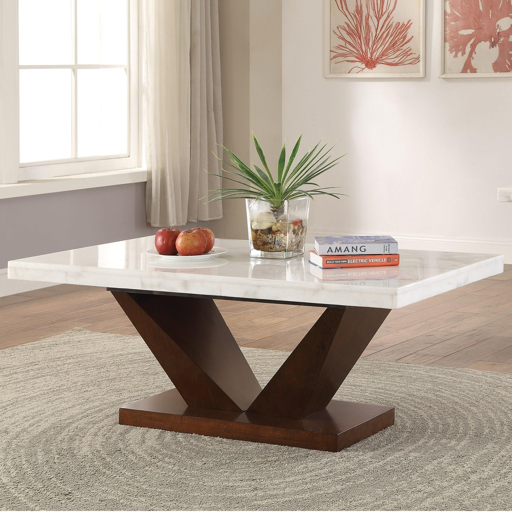 Acme Furniture Forbes 83335 Contemporary Coffee Table with Marble Top