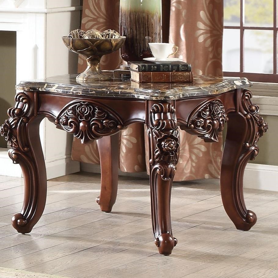 Acme Furniture Forsythia Ornately Carved Traditional End Table with