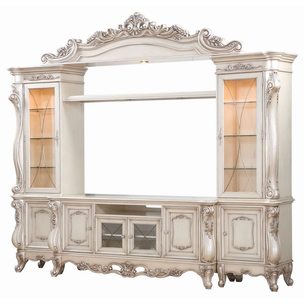 Acme Furniture Gorsedd Traditional Antique White Entertainment Center