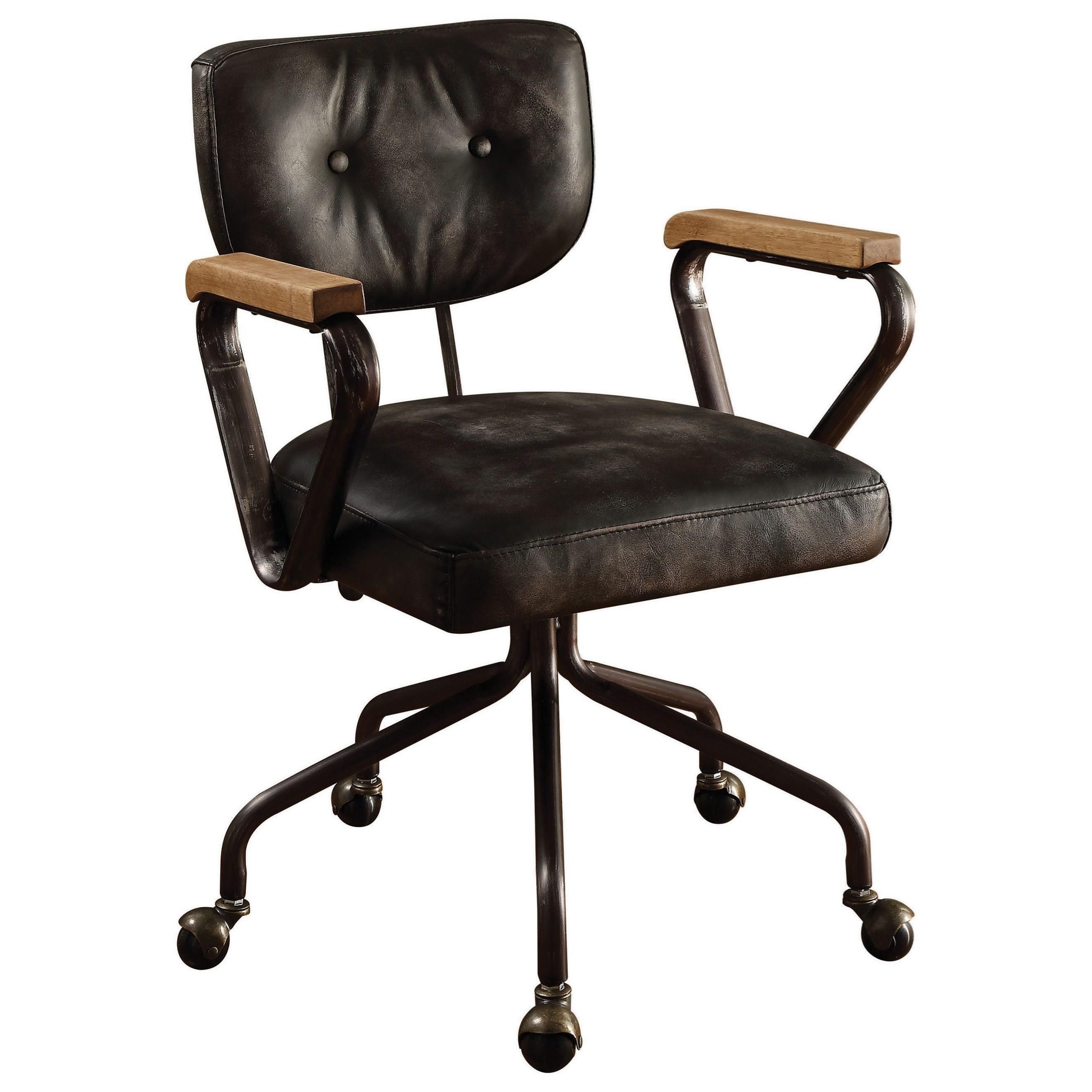 Acme Furniture Hallie 92411 Industrial Leather Office Chair Corner