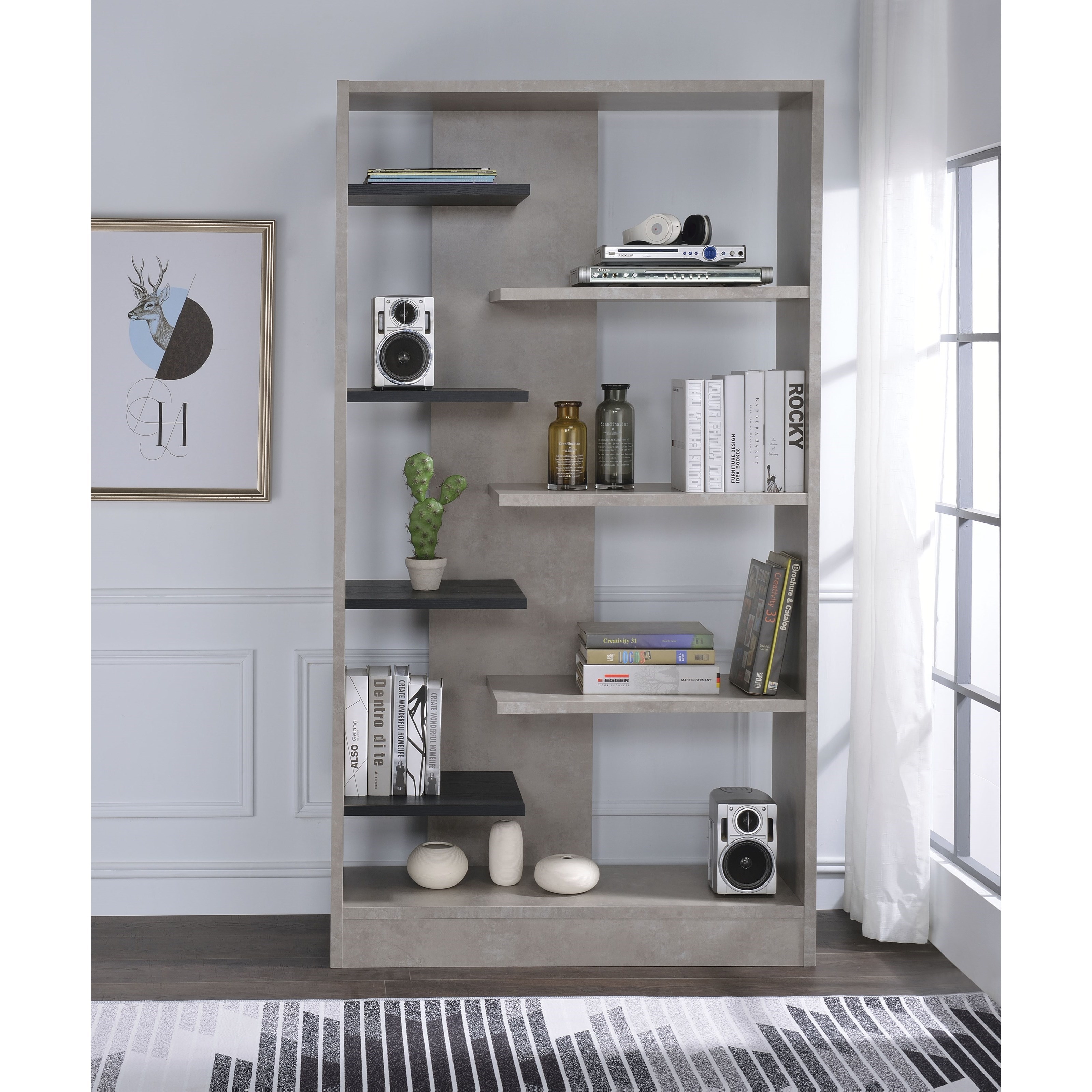 Acme Furniture Magna Contemporary Bookshelf with Staggered Shelves