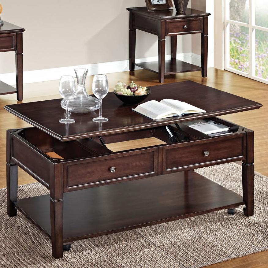 Acme Furniture Malachi Rectangular Lift Top Cocktail Table with Shelf