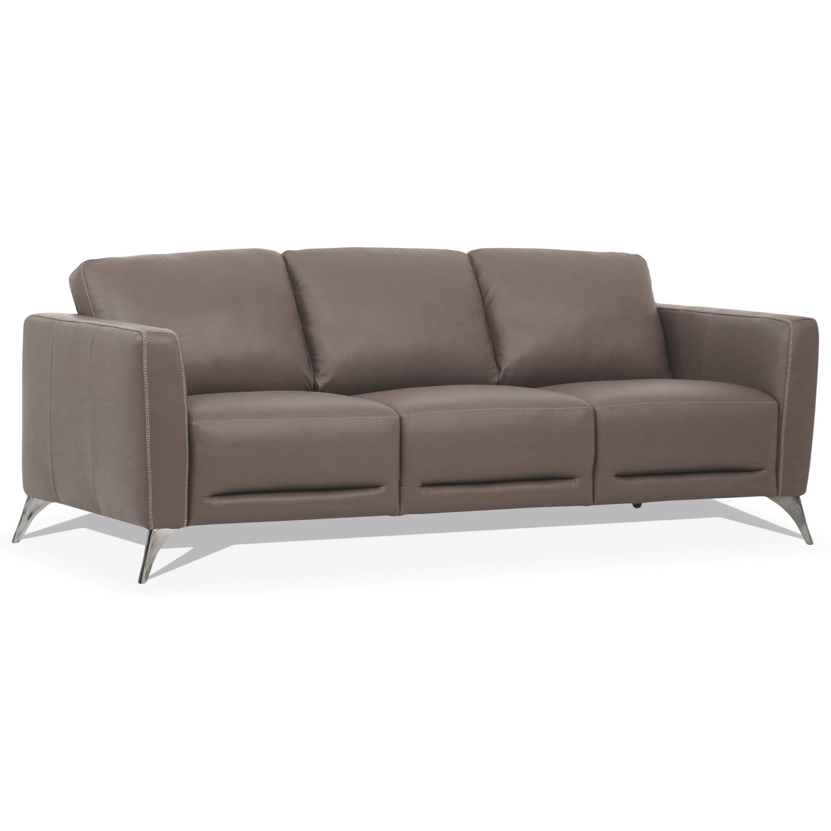 Acme Furniture Malaga 55000 Contemporary Leather Sofa with Chrome Metal