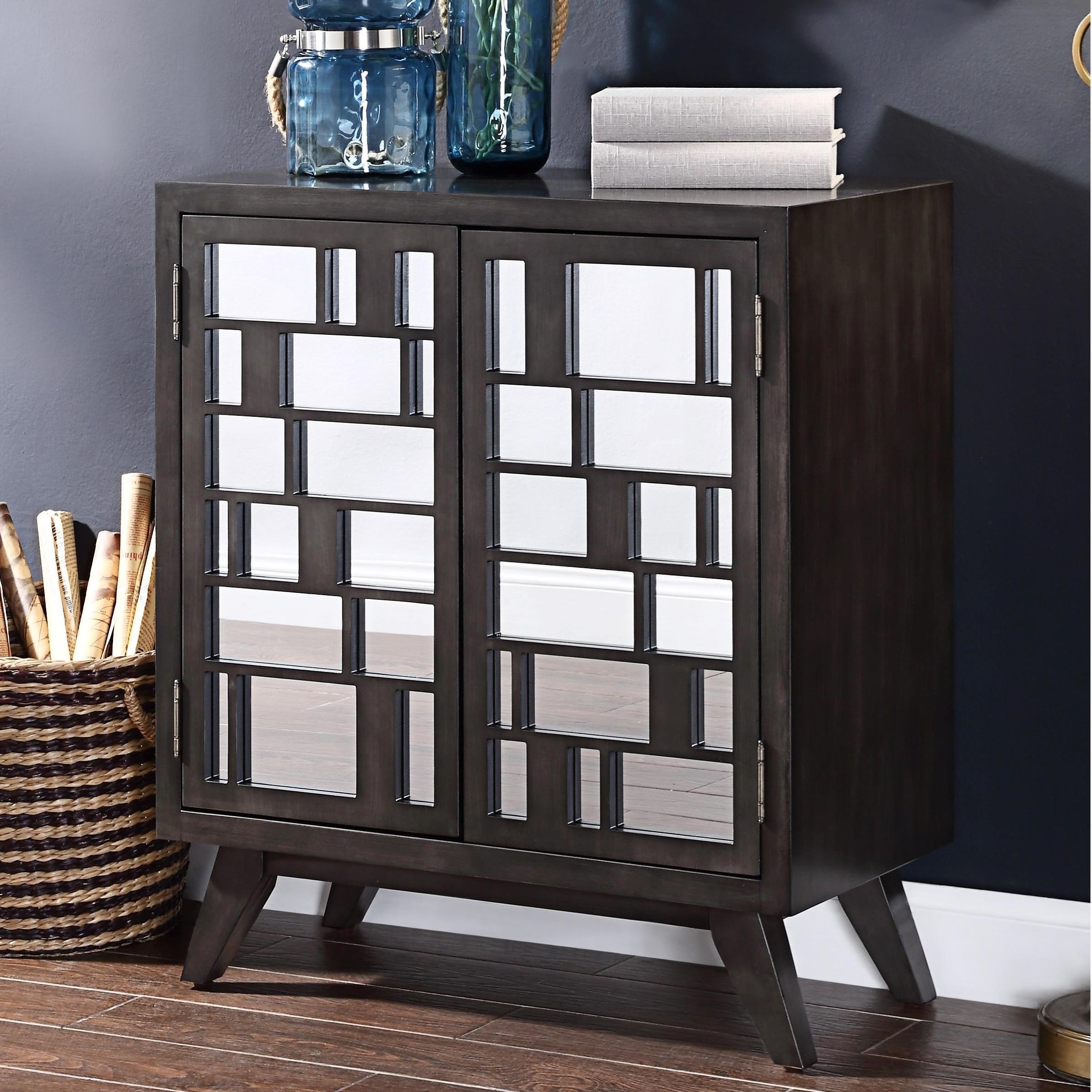 Acme Furniture Melville Transitional Console Table with Mirrored Door