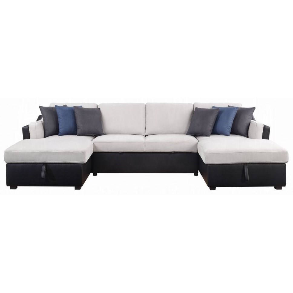 Acme Furniture Merill Contemporary Sectional Sofa with Sleeper A1