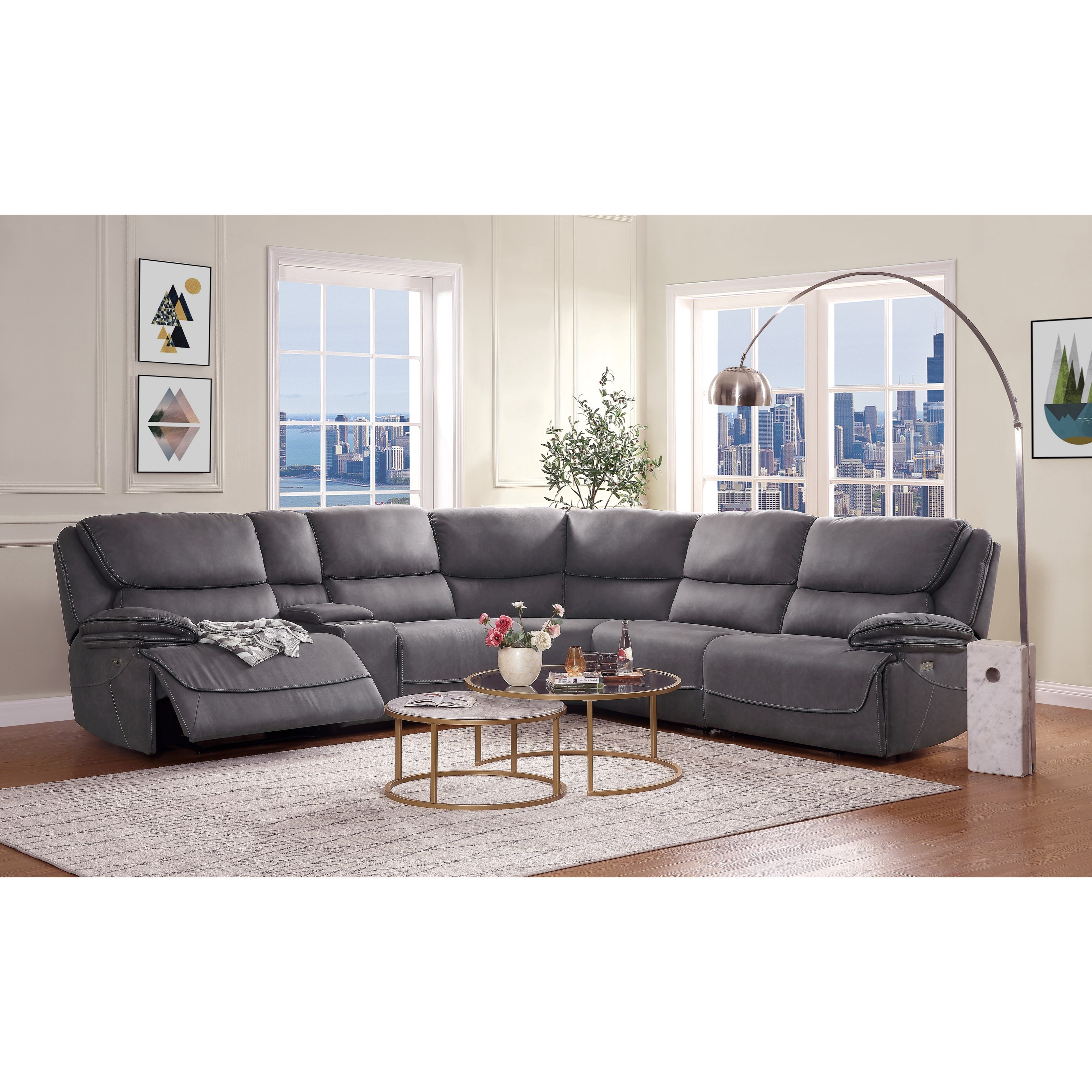 Acme Furniture Neelix 55120 Contemporary Power Motion Sectional Sofa