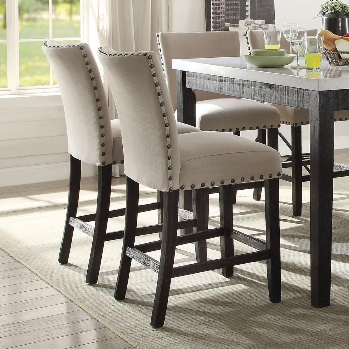 Acme Furniture Nolan 72857 Set Of 2 Counter Height Chairs With Nailhead 