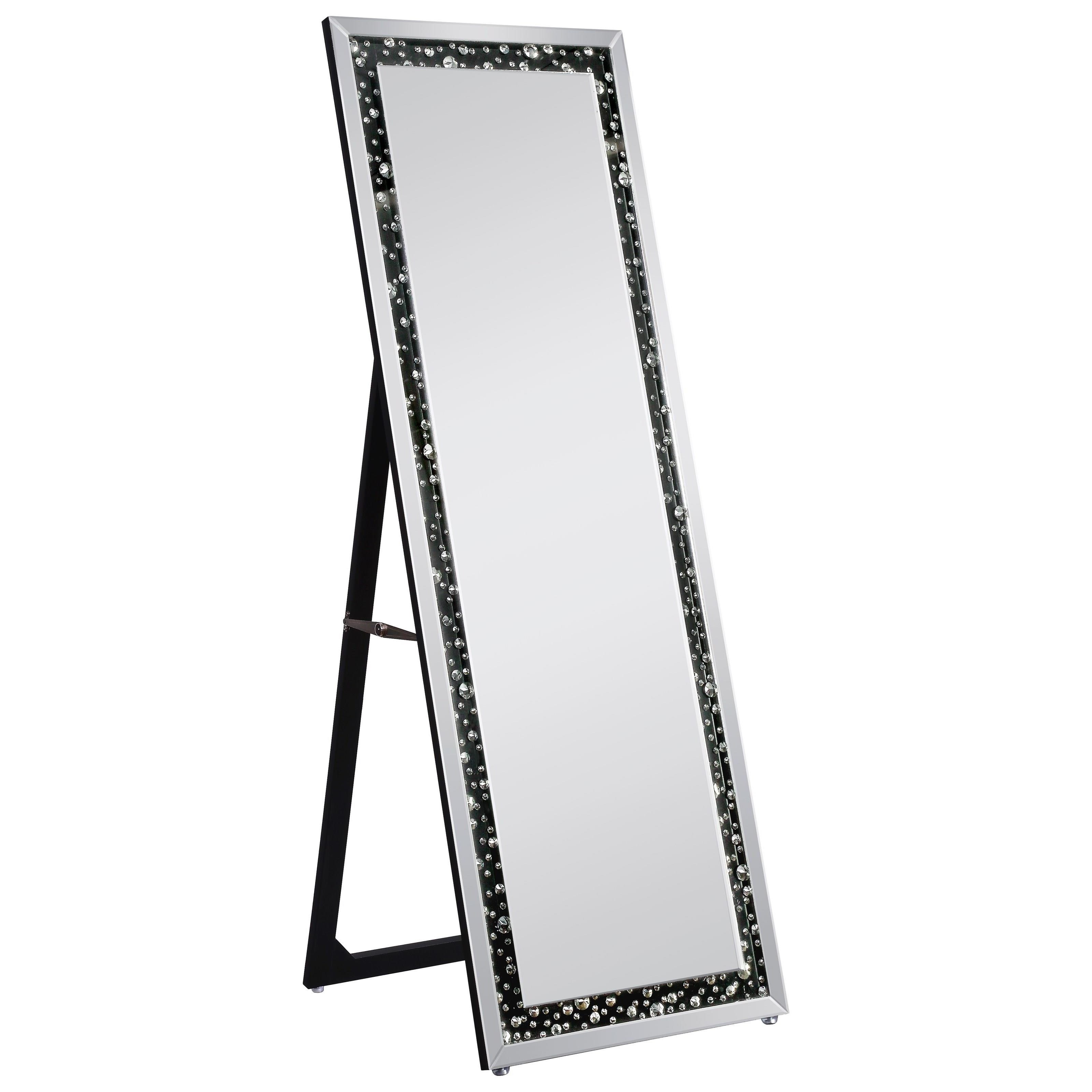 Acme Furniture Noor Accent Floor Mirror with Faux Gemstone Inlays