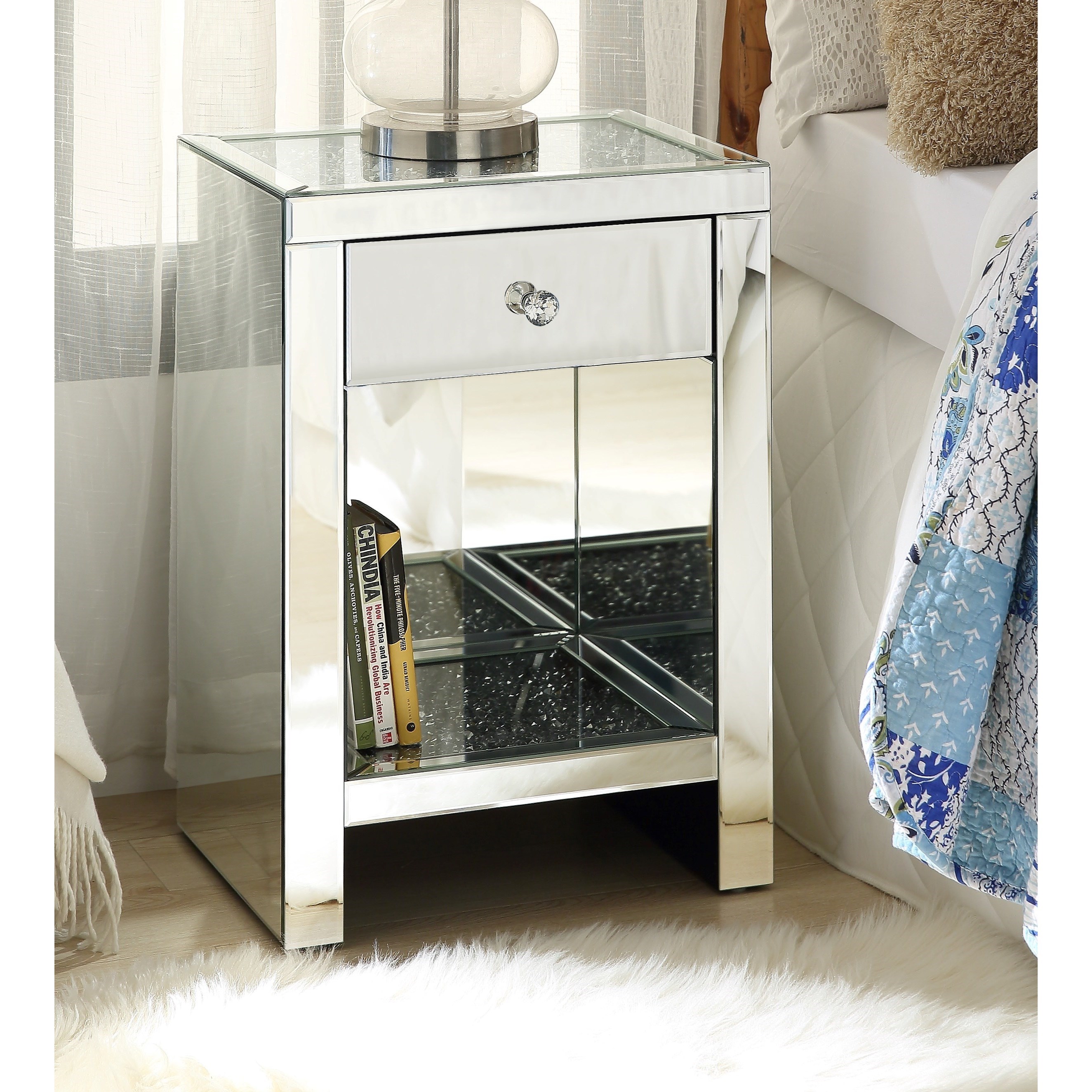 Acme Furniture Noralie Glam Mirrored Drawer Nightstand Value City