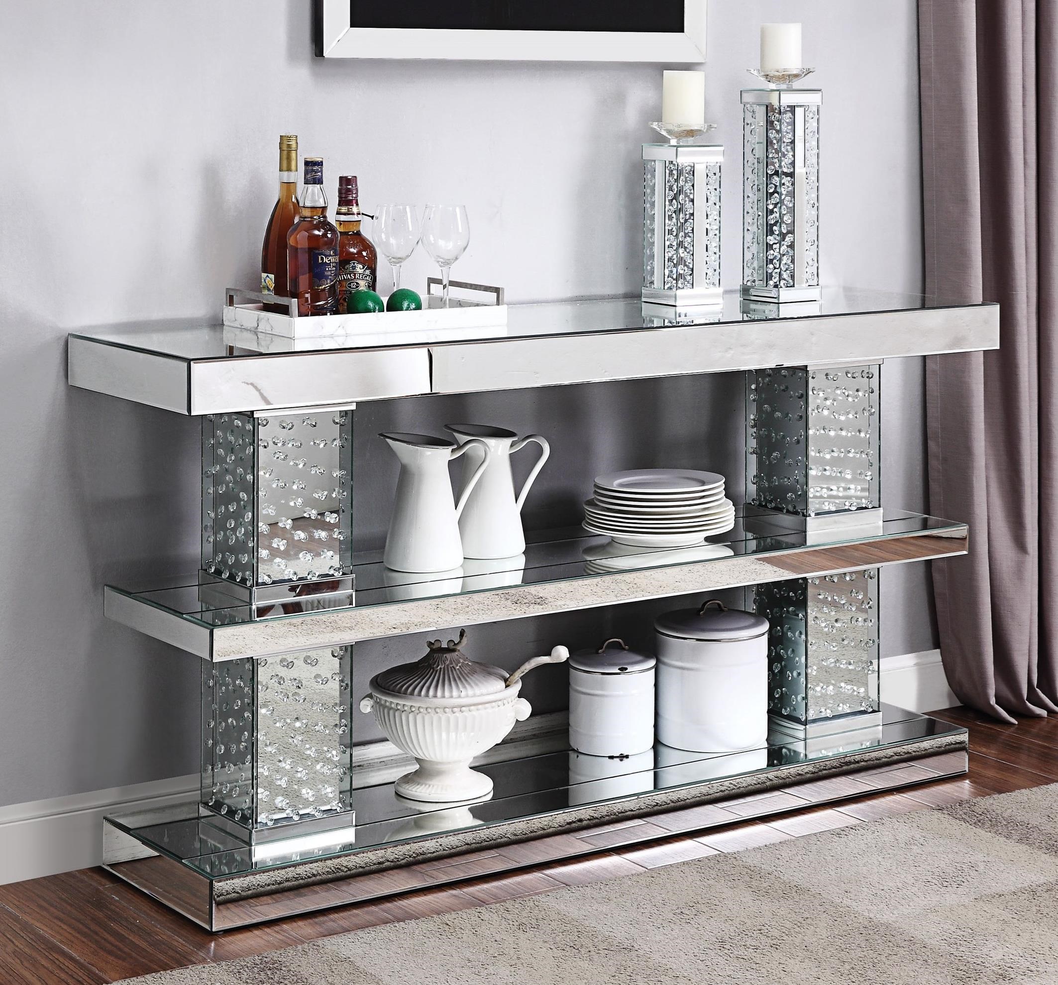 Acme Furniture Nysa Glam Console Table with Faux Crystal Accents