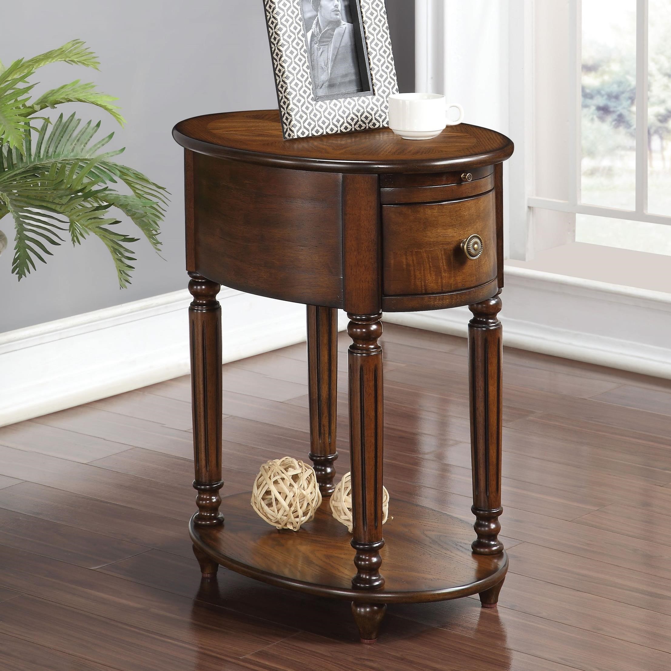 Acme Furniture Peniel Transitional Oval Side Table with Drawer and
