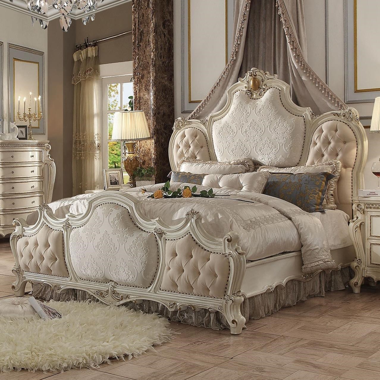 Acme Furniture Picardy Traditional California King Upholstered Bed with