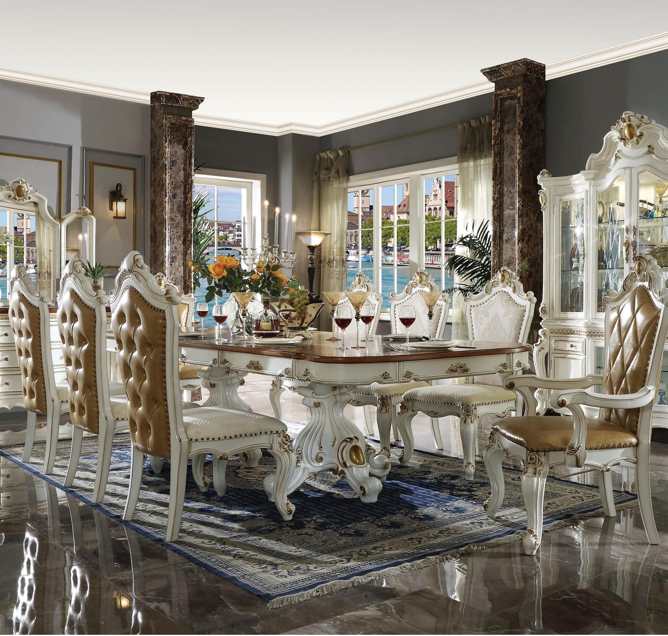 Acme Furniture Picardy Traditional 9Piece Dining Set with Rectangular