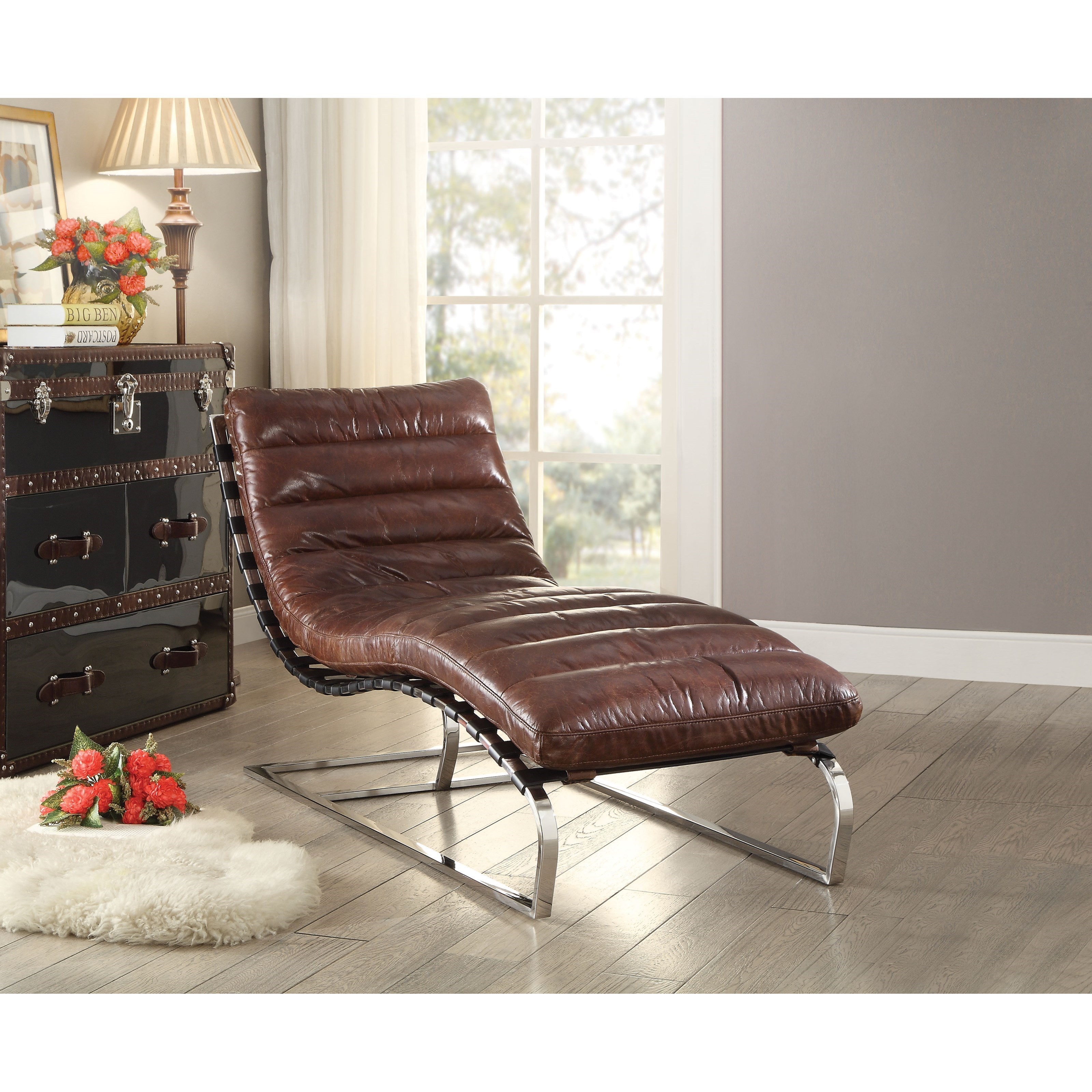 Acme Furniture Qortini Contemporary Leather Chaise Value City